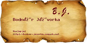 Bodnár Jávorka névjegykártya